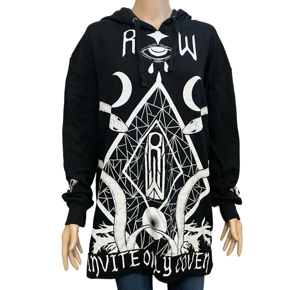 Rogue And Wolf Gothic Hoodie Sweatshirt Tunic Medium Snakes Witchy Baggy Black - Picture 1 of 10
